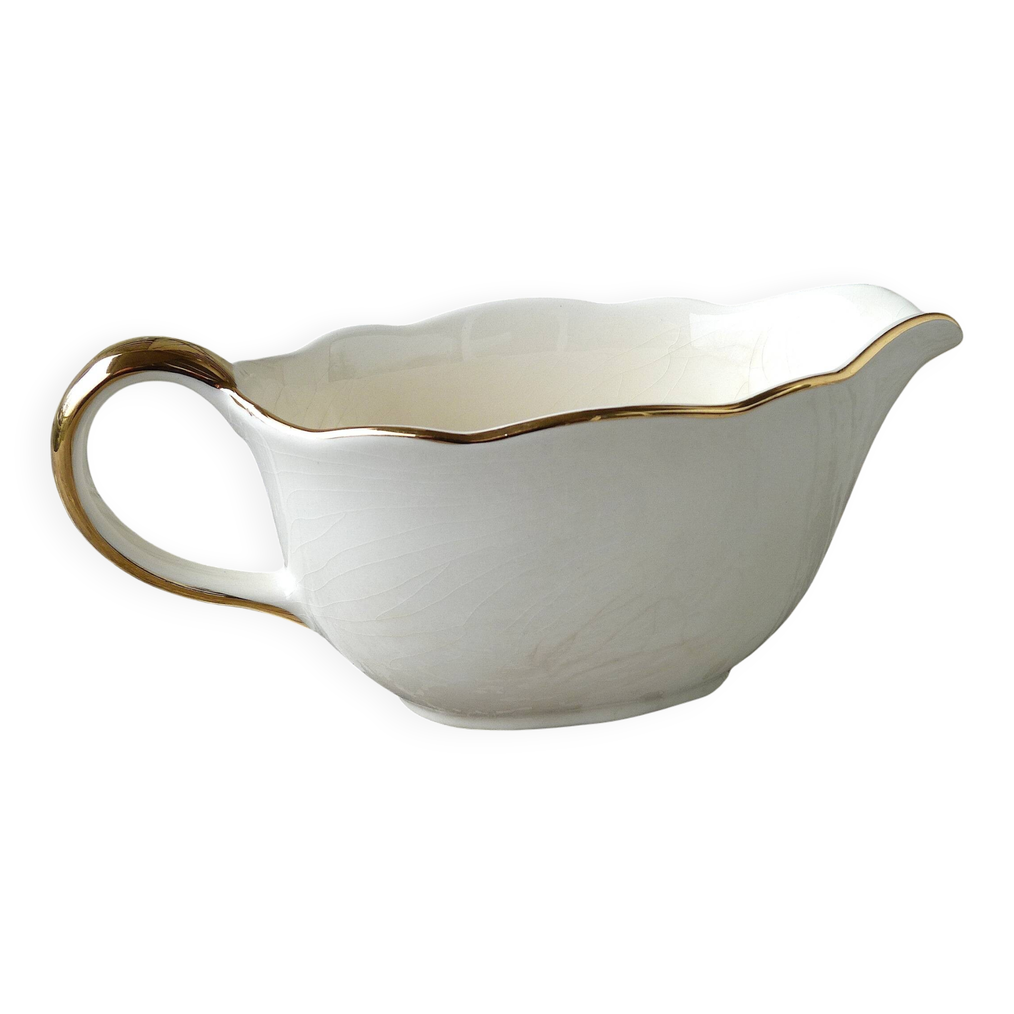 Villeroy & Boch Mettlach ivory and gold sauce boat