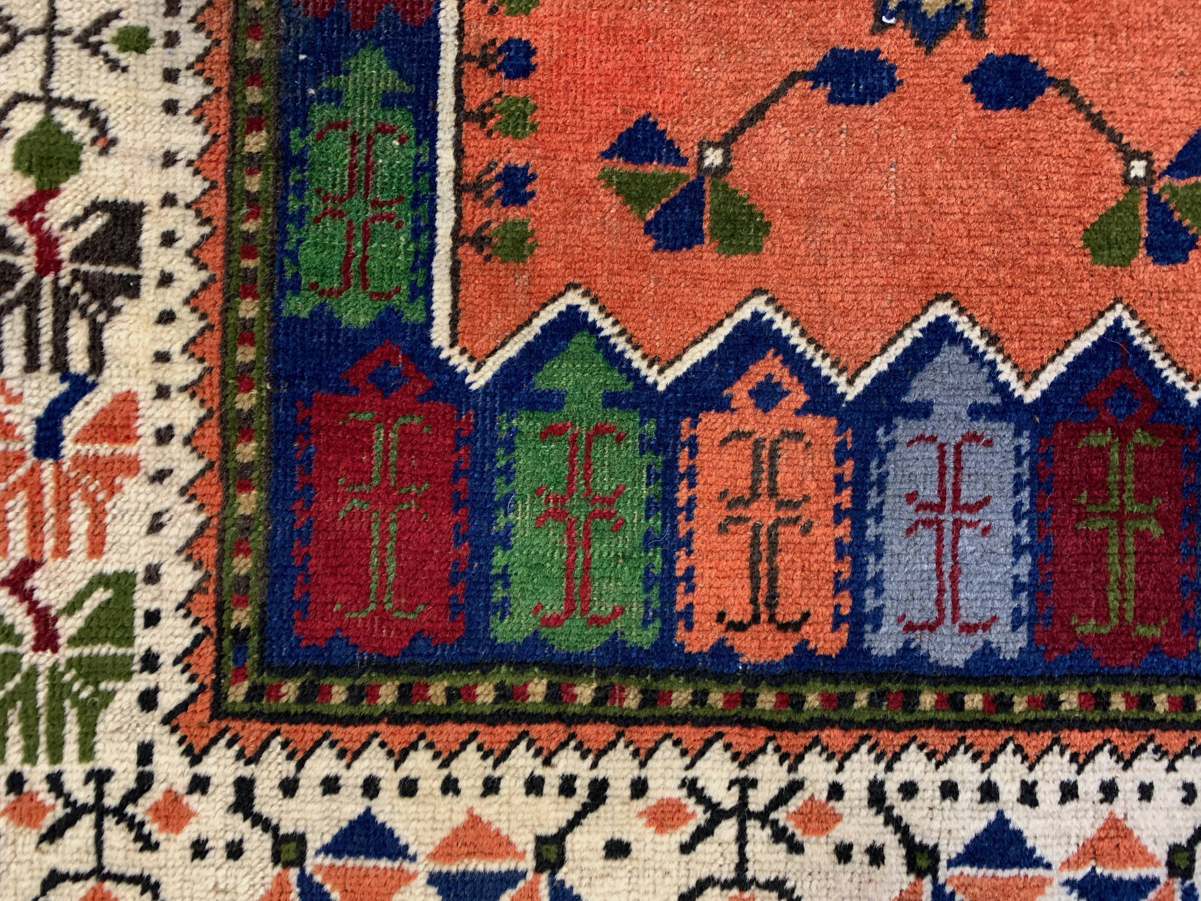 Vintage turkish anatolian rug 190x120 cm, tribal boho red, blue, black, green