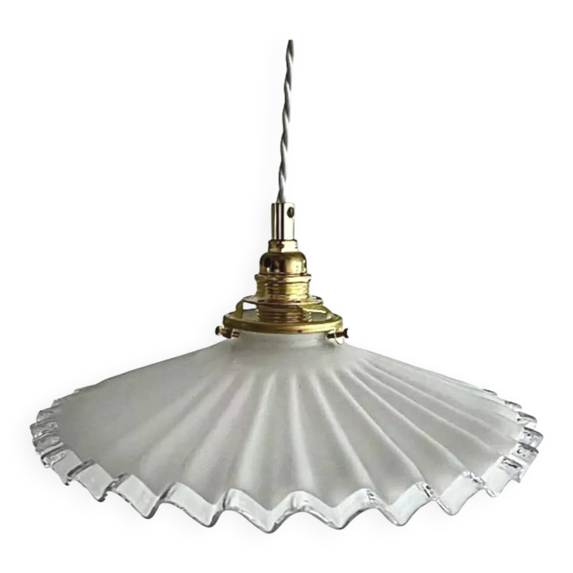 Vintage pendant light in serrated opaline