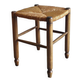 Straw stool in solid oak - mid. 20th century