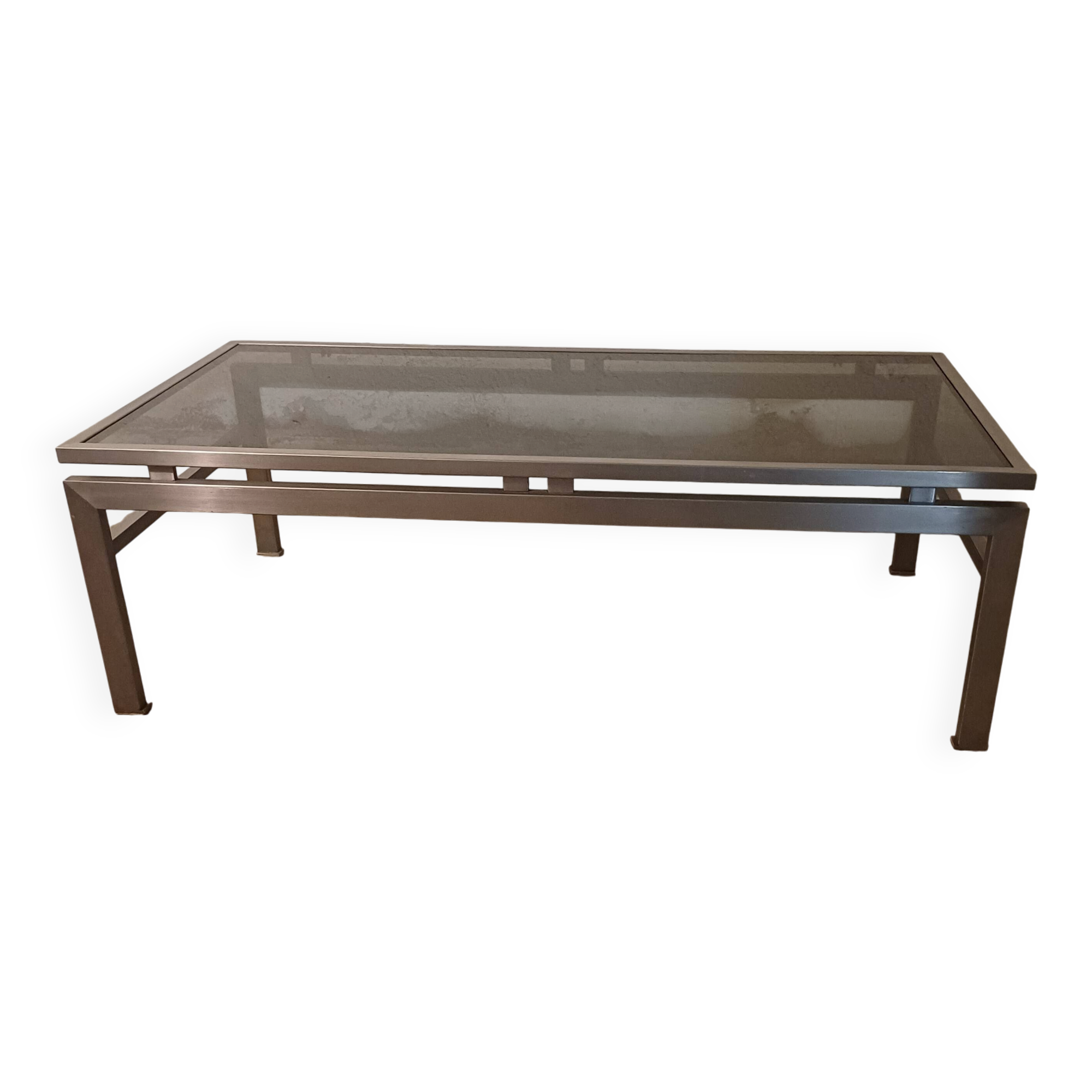 Table basse design vintage verre fumé