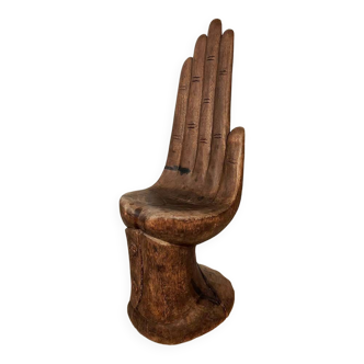 Chaise vintage en bois sculpté fabriquée à la main en teck