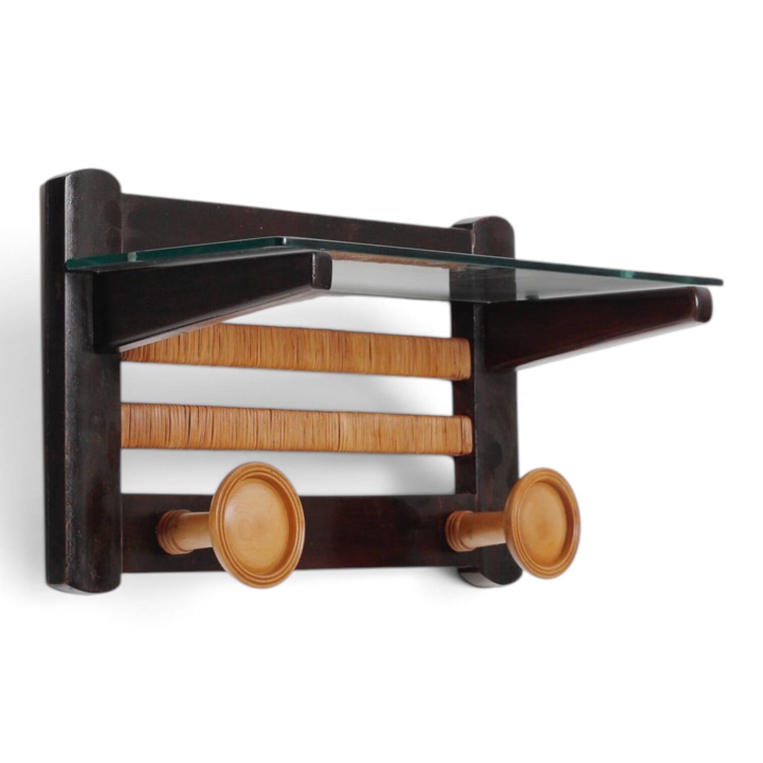 Art Deco wall wood coat hanger, Italy 1940s