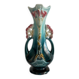 Vase soliflore en barbotine art nouveau fin XIXe
