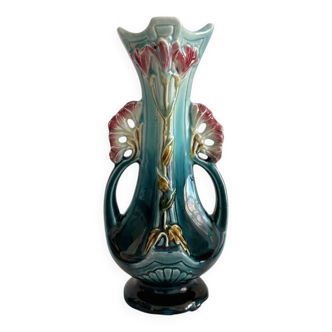 Vase soliflore en barbotine art nouveau fin XIXe