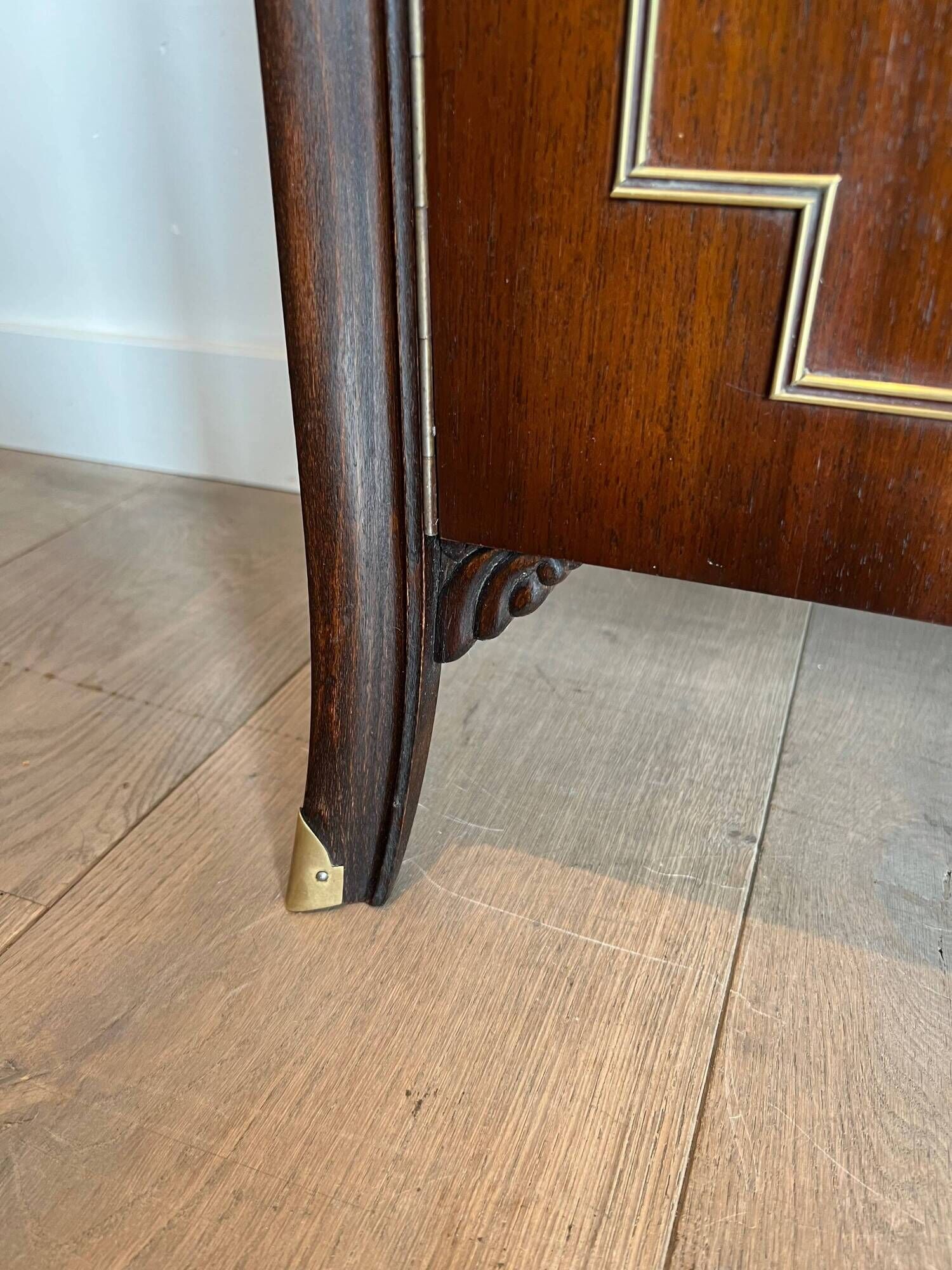 Pair of Occasional Tables with Mahogany Doors and Brass Inlays. Work F