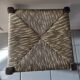 Stool solid wood seat straw feet patinated dp 0922131