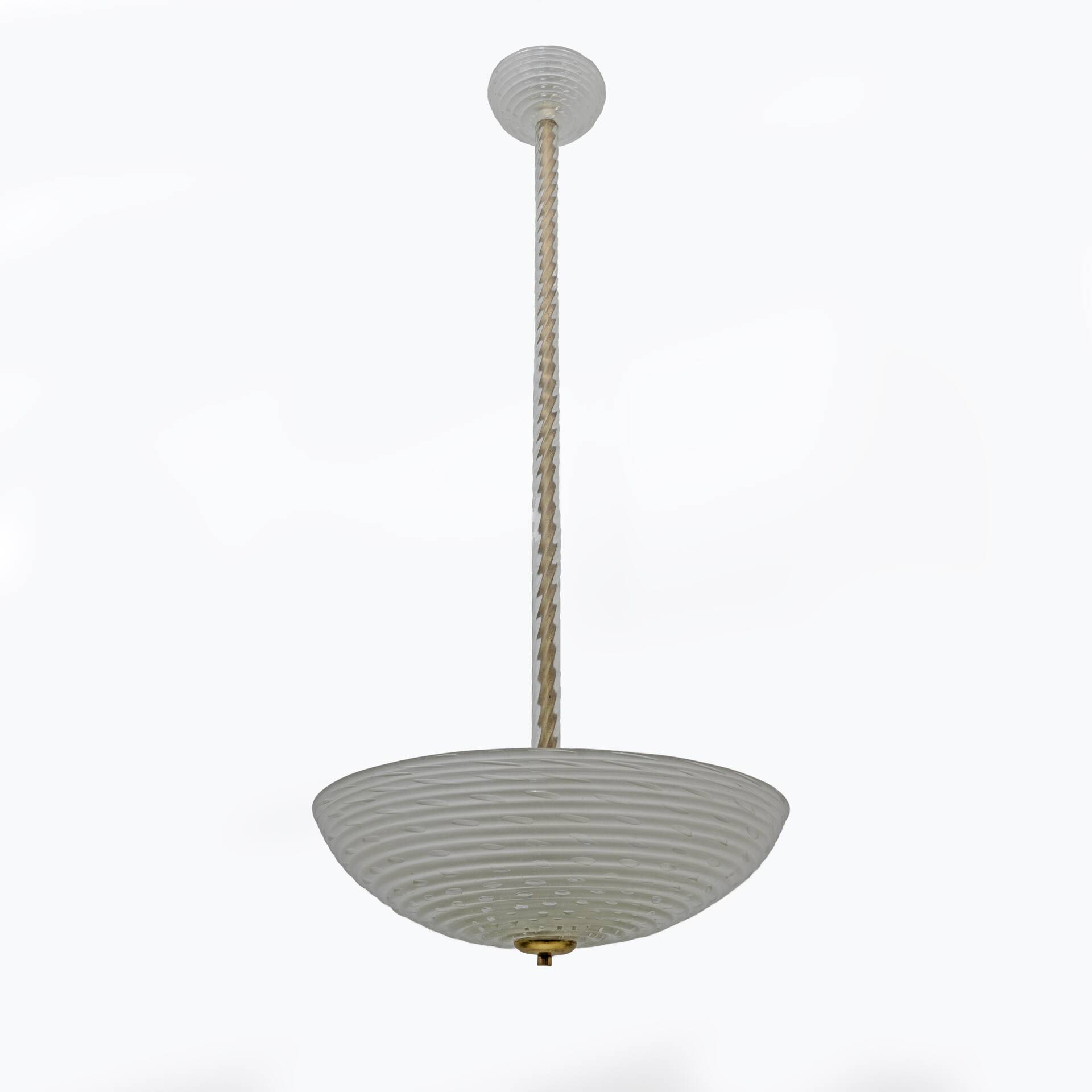 Ercole Barovier Art Deco Murano Glass Italian Pendant Chandelier "Pulegoso"