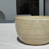 A small tall beige bowl CNP Grès Village France vintage D12