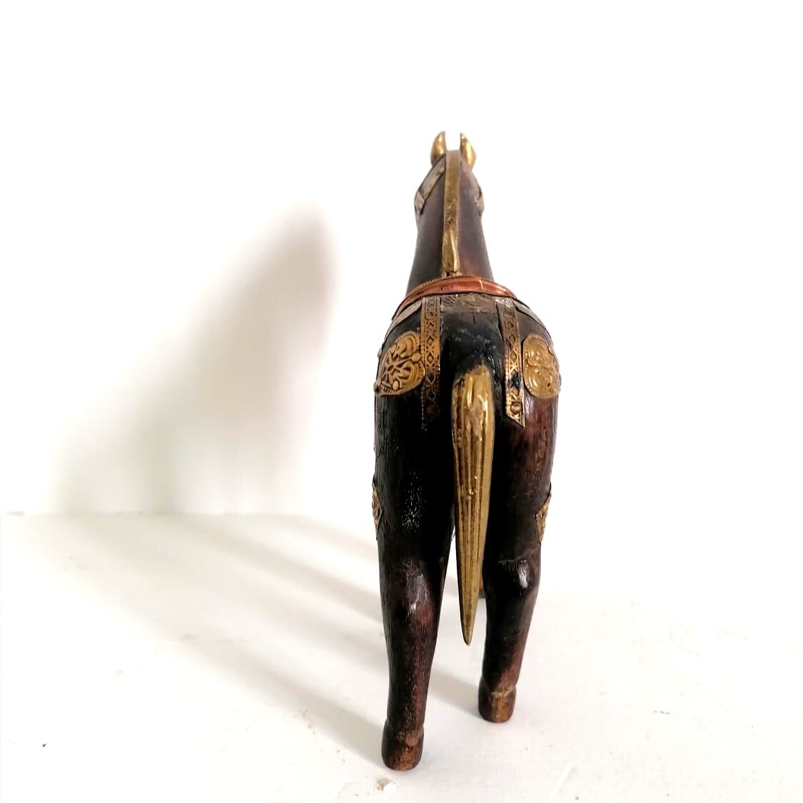 Indian horse wood copper and gilded brass