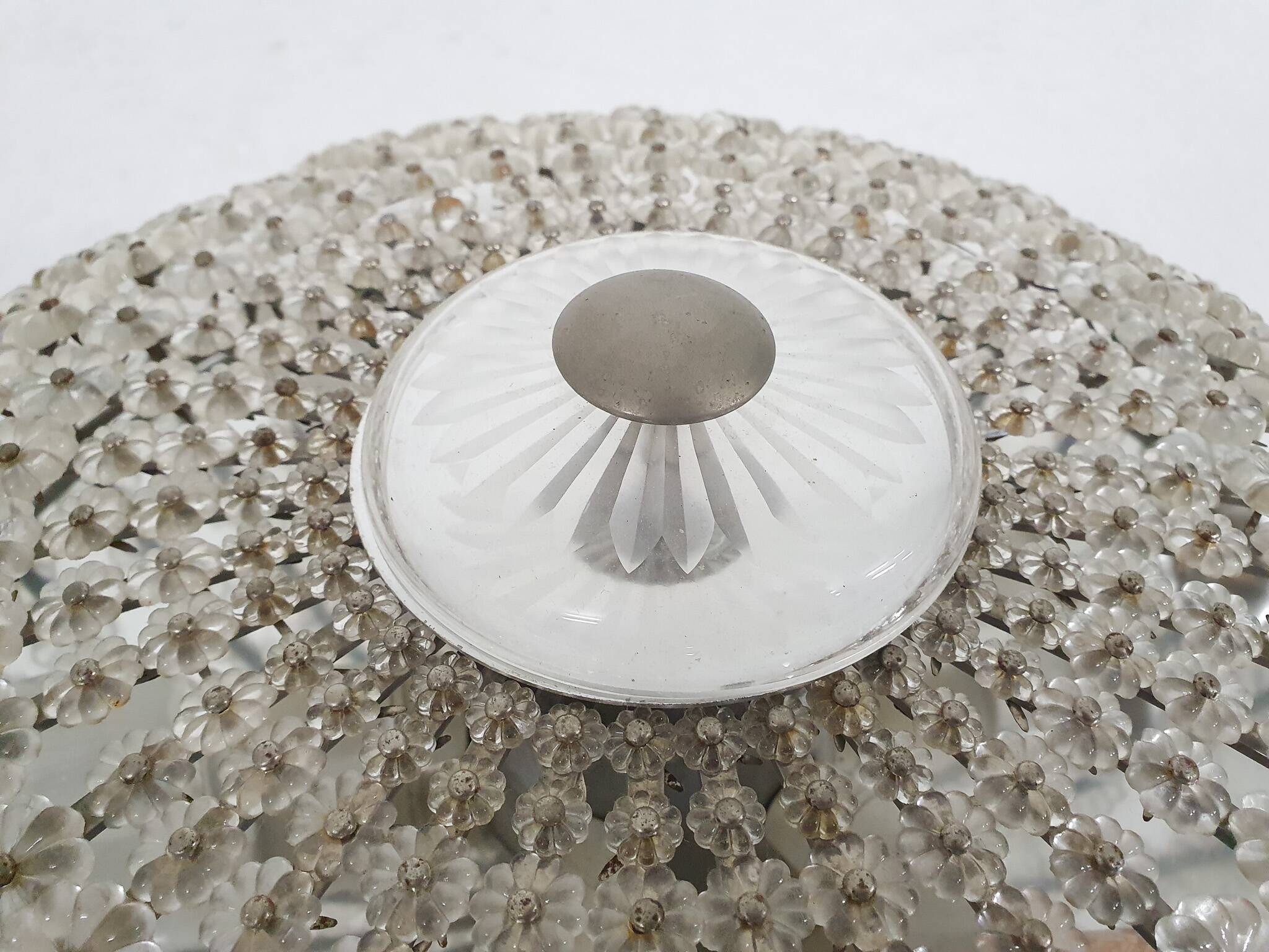 Mid-century ceiling light with glass flowers, France, 1960's