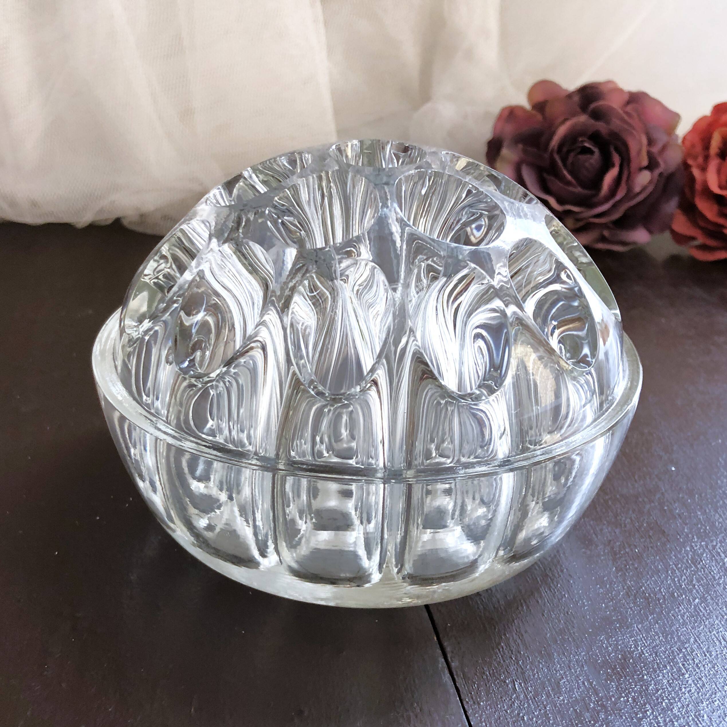 Vase pique-fleurs boule verre épais style art Déco