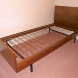 Bed + box spring for 1 person 90 x 190 from ARP Minvielle edition in mahogany