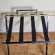 Luggage rack in chrome steel and leather 80s