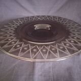 Oval centerpiece in smoked glass, art deco patterns