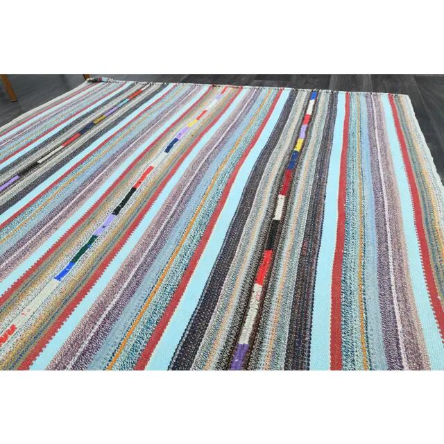 1970s Vintage Turkish Oushak Handmade Wool Cotton White Area Rug 176x250