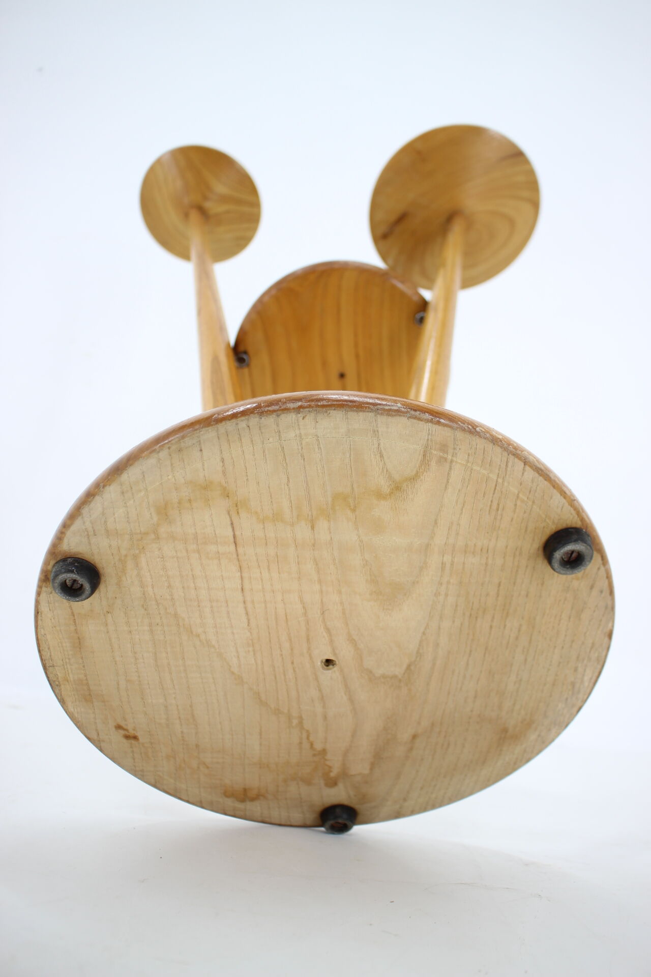 1960s wooden oak plant stand, czechoslovakia