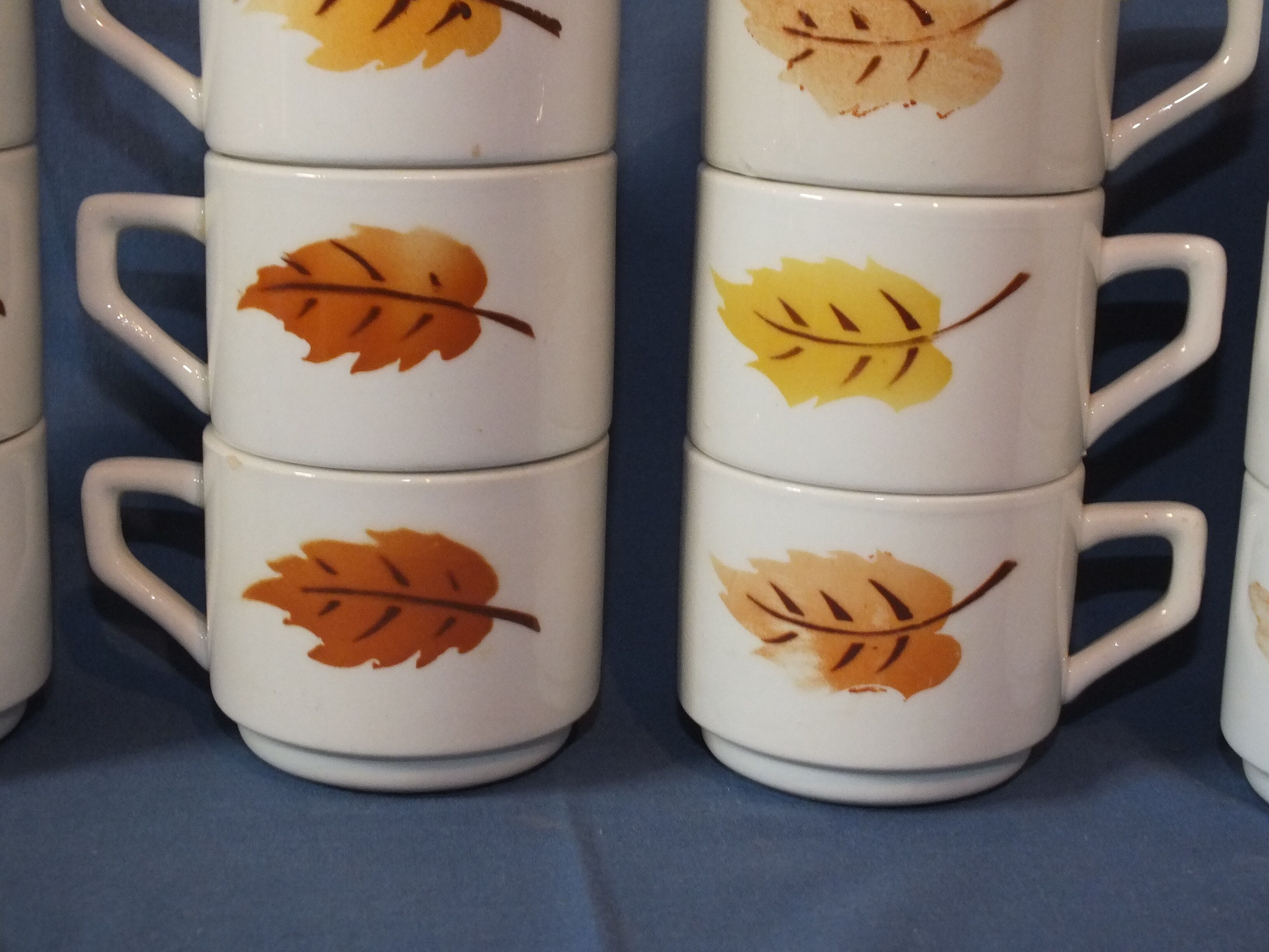 12 cups vintage Mill of Wolves decoration autumn leaves