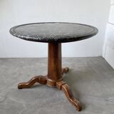 Empire walnut and marble pedestal table, late 19th century