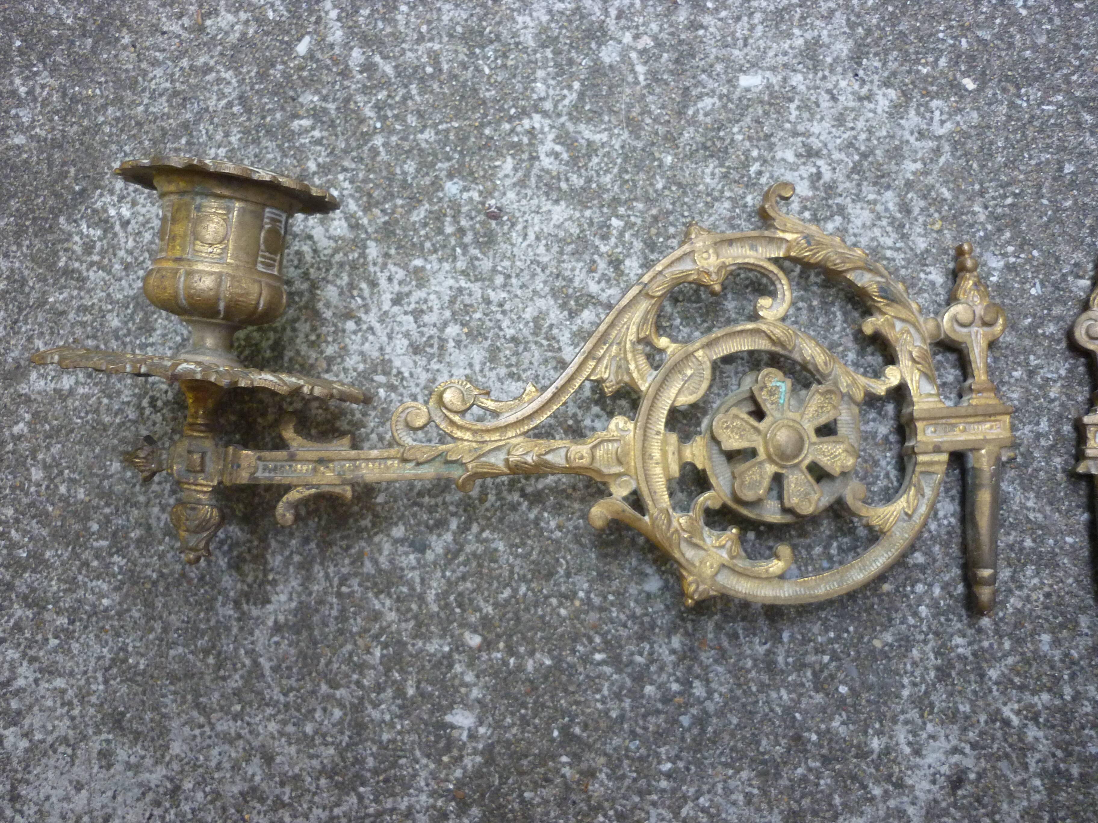 2 brass piano candlesticks