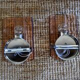 Pair of veca wall lamps in pink murano glass italy 1970