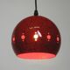 Mid Century red and black small enameled pendant lamp with original canopy