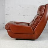 Easy chair "space age". Jean Prévost, France, leather, circa 1970