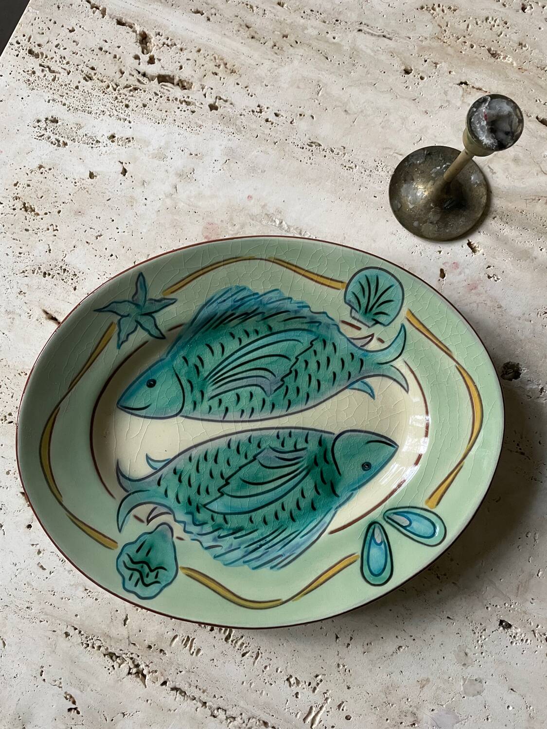 Vintage ceramic fish dish signed