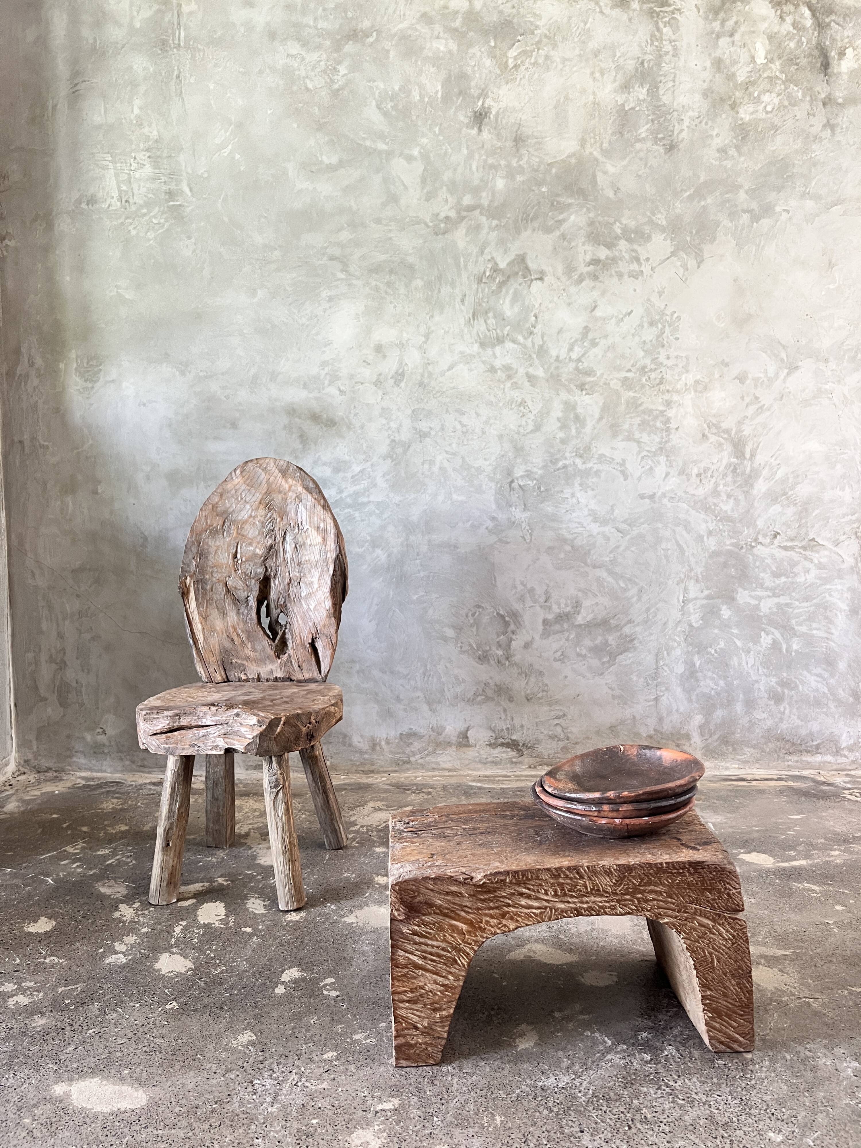 Low stool in old Asian monoxyl teak