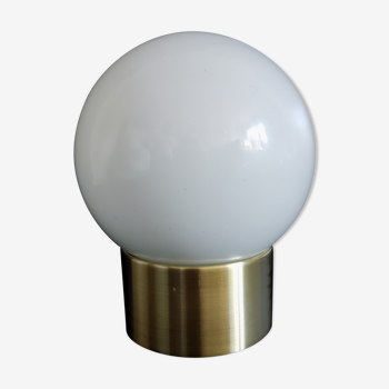 Vintage brass and opaline ball lamp