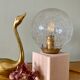 Vintage glass globe table lamp and wooden foot