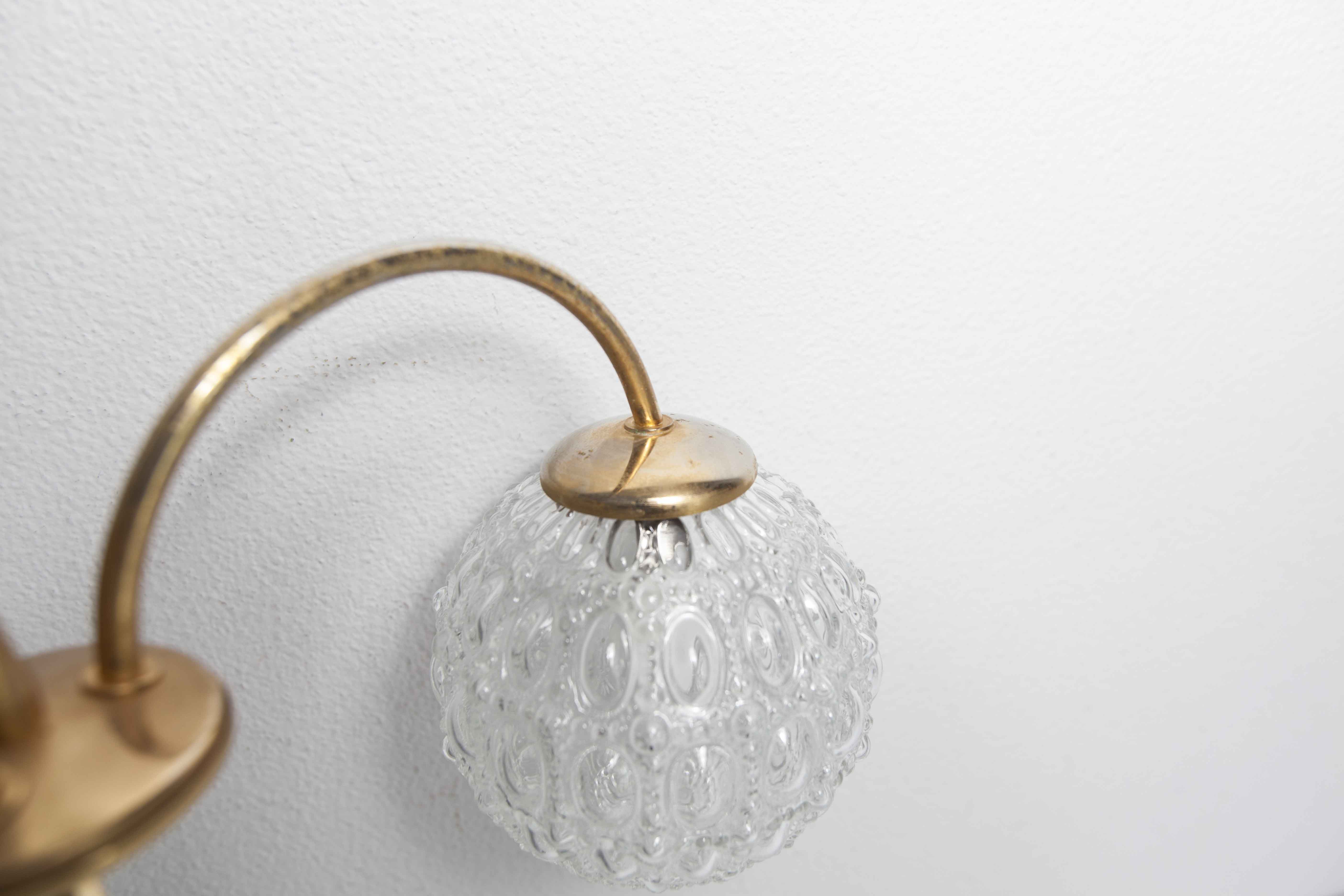 Brass ceiling and glass 3 balls 1960