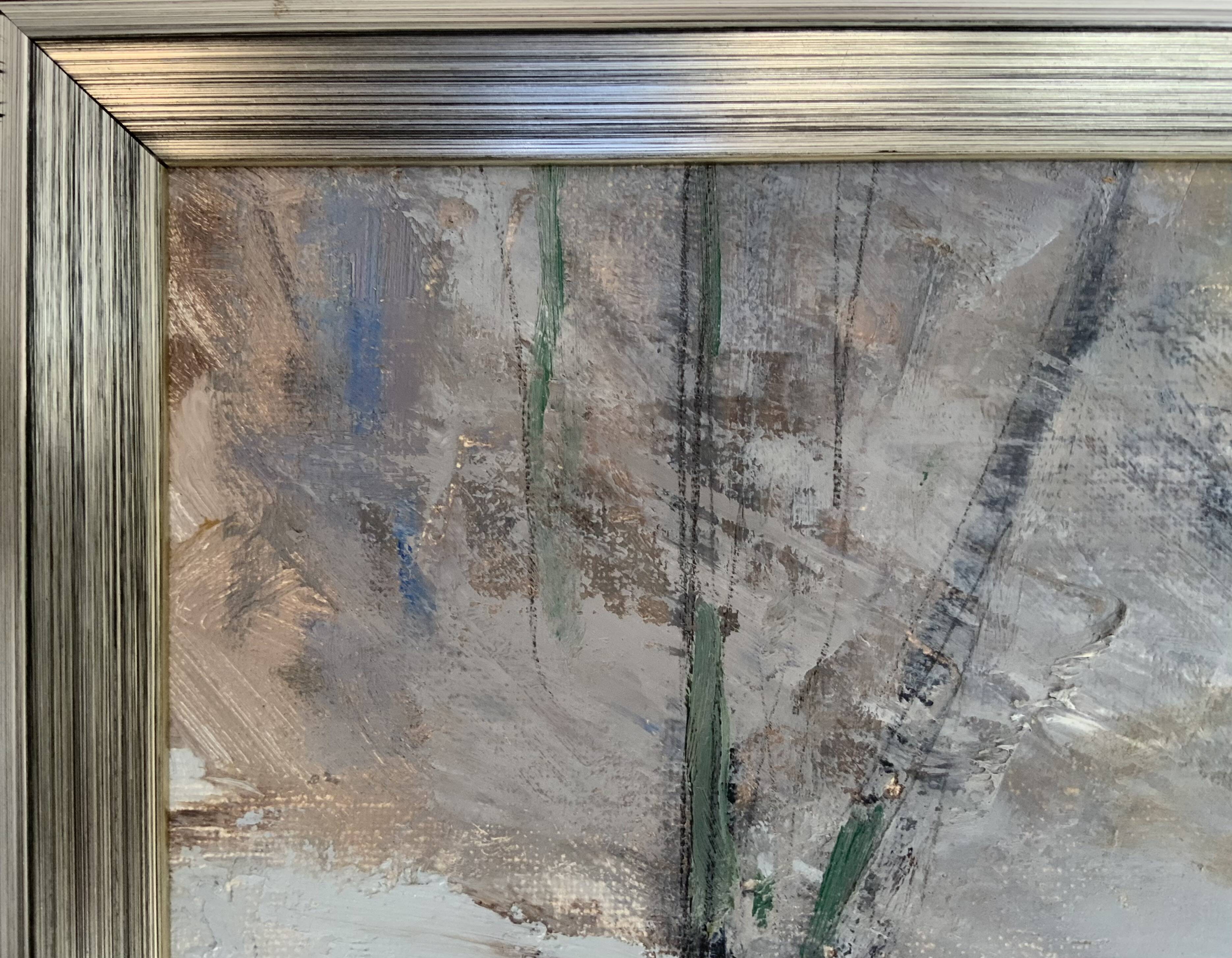 Small Vintage Modernism Painting Landscape, signed Rydholm
