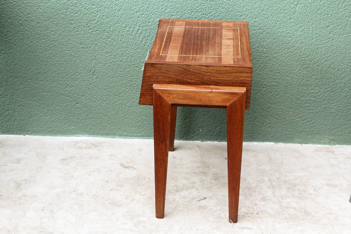 Table de chevet, teck et palissandre