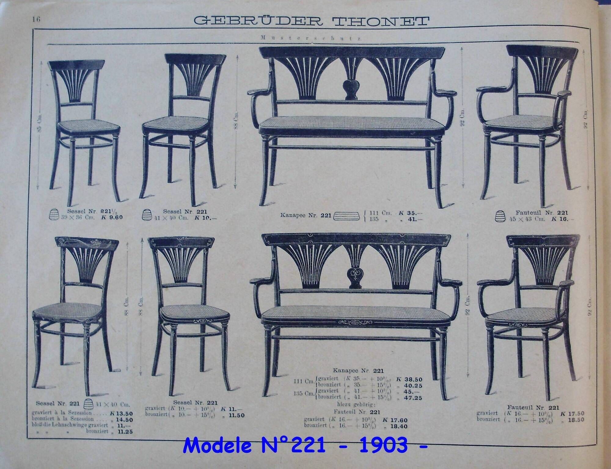 Thonet caned Art Nouveau armchair N°293, circa 1905 - bentwood -