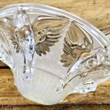 Art Deco lamp with glass tube base Petitot bird basin signed Jean Boris Lacroix