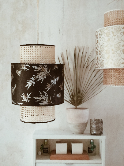 Lampshade in cannage