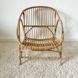 Vintage rattan shell armchair