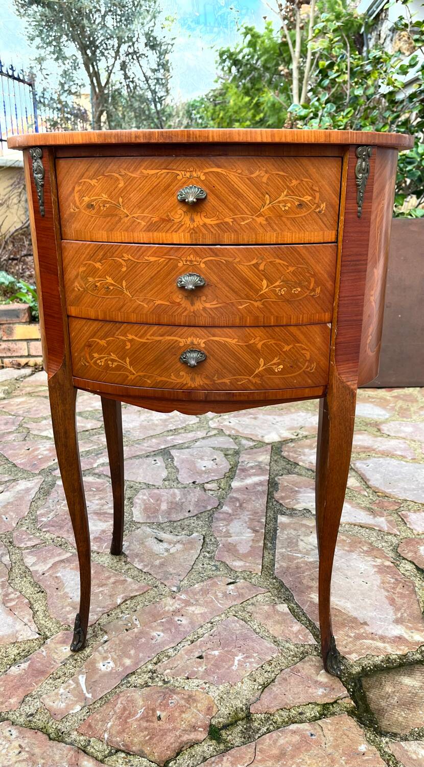 Pair of marquetry bedside tables