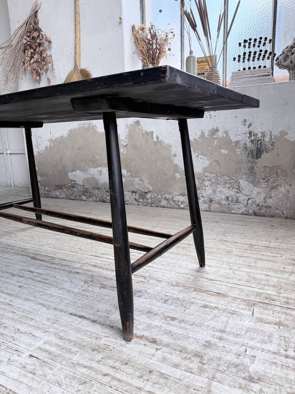 Tapiovaara dining table, black patina, 1950s.