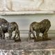 Pair of Medici lions in alabaster, Italy 19th century