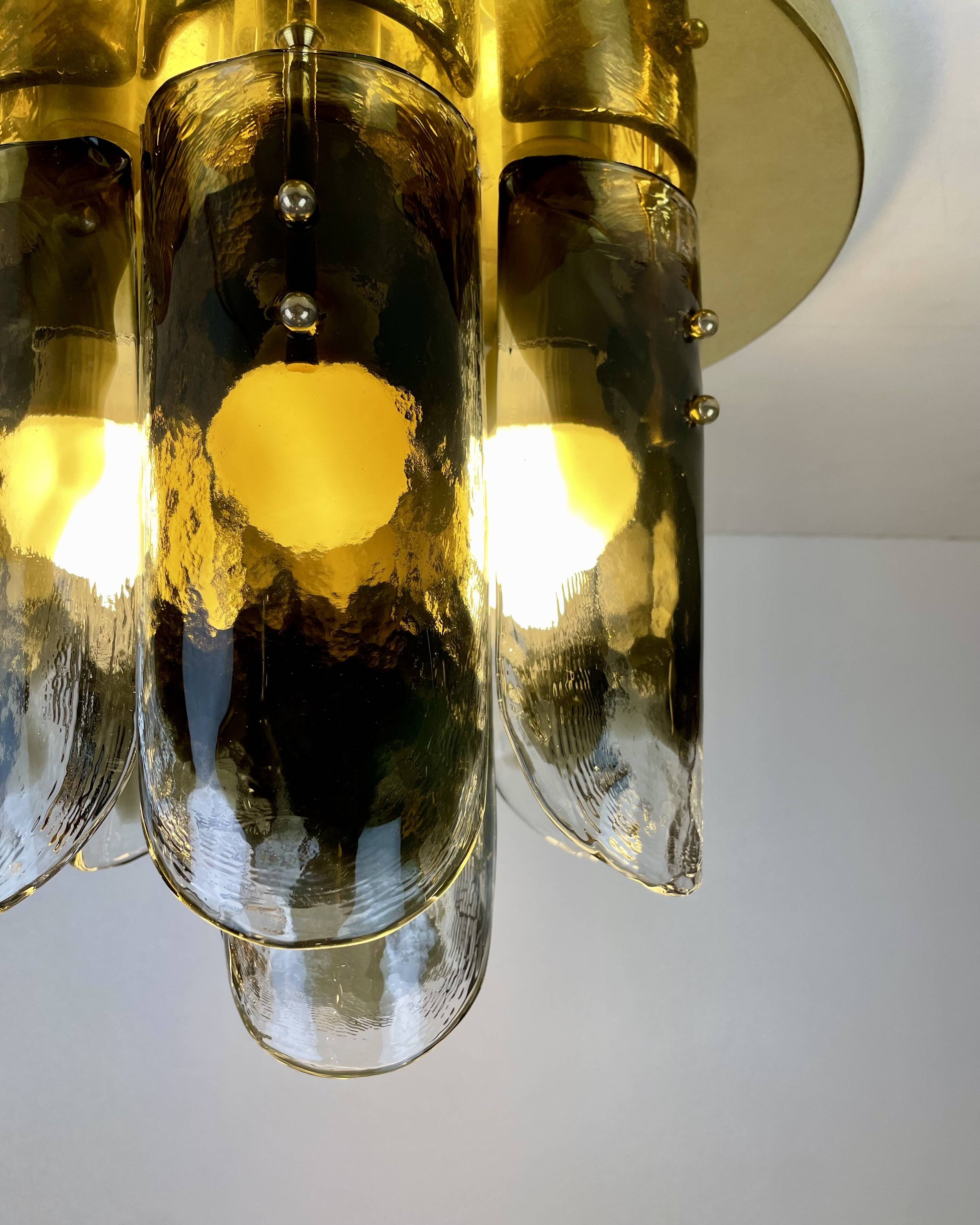 Murano & Brass Ceiling Lamp by J.T. Kalmar, Austria, 1960s