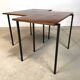 Minimalist walnut & steel stacking side tables, 1960s, Set of 2