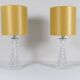 Mid-century modern crystal table lamps by Orrefors, designed by Carl Fagerlund, Sweden, 1970s.
