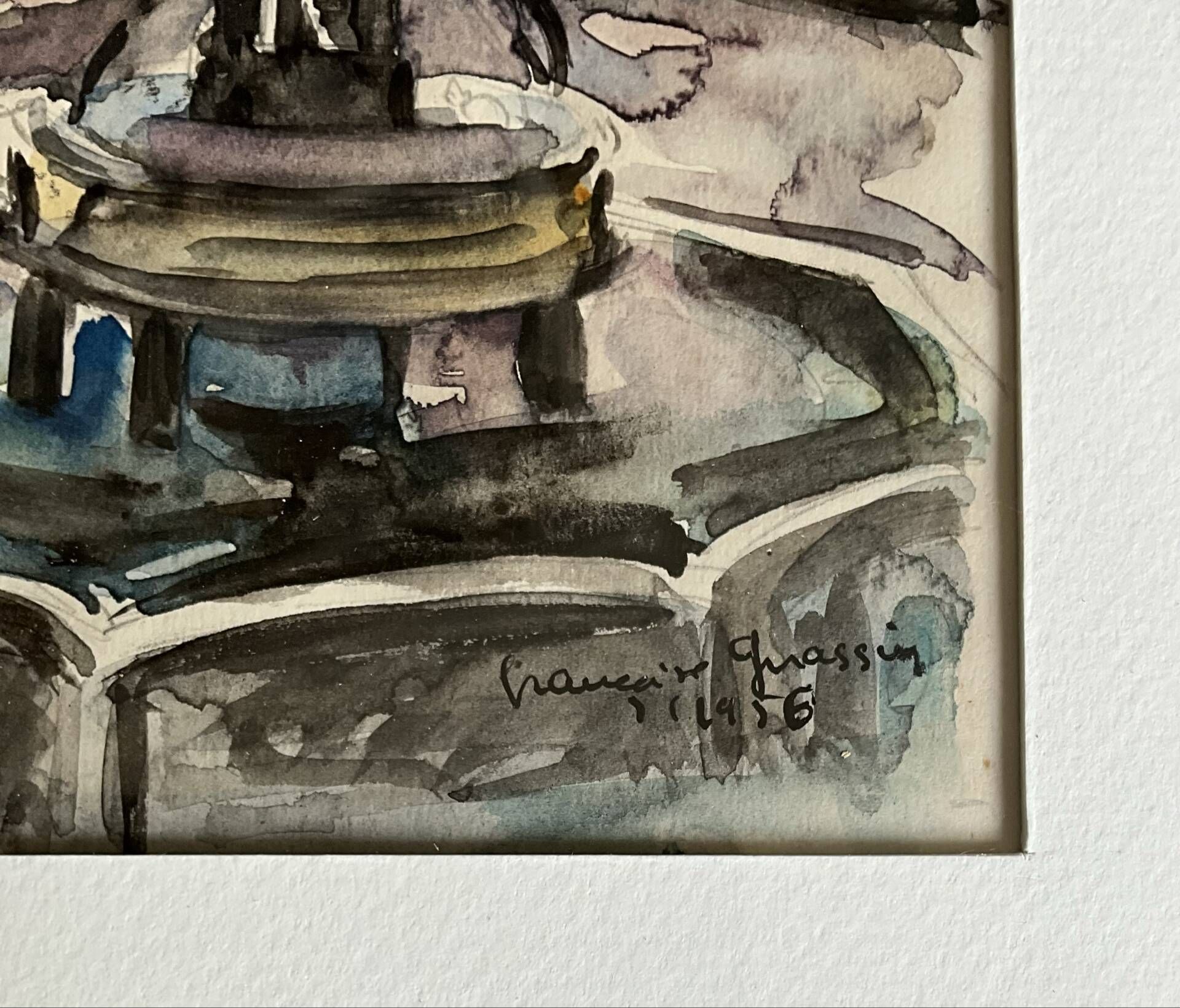 Watercolour by Françoise Grassin – Toulouse, Saint-Etienne Cathedral