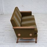 1970s, Danish 3-seater sofa, furniture wool, solid oak wood.