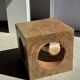 Coffee table, or openwork cubic stool in natural monoxyle mango wood H40.