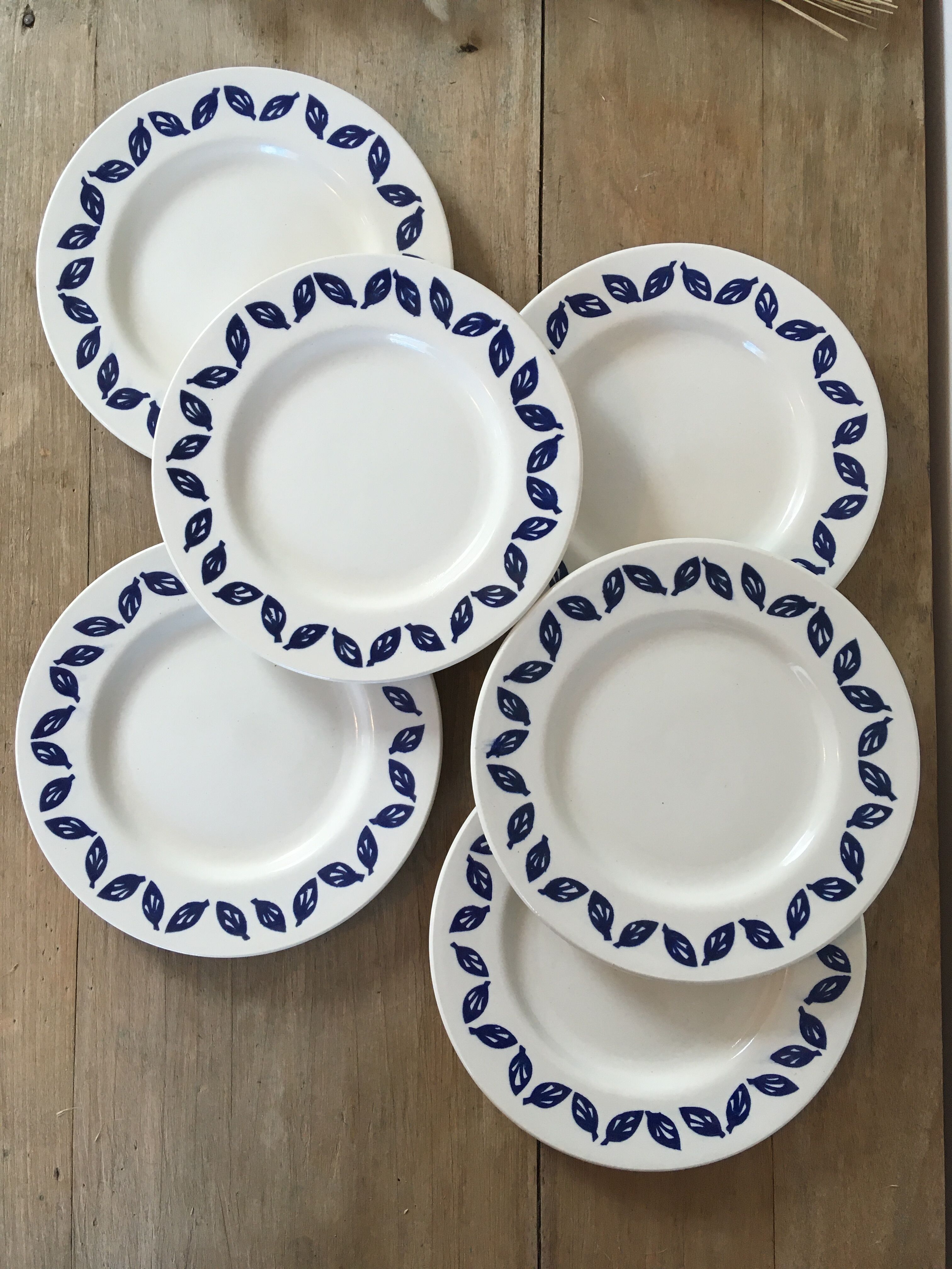 Blue leaf dessert plates
