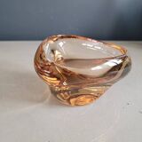 Vintage amber tinted glass ashtray