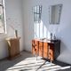 Commode teck poignées cuir 1960